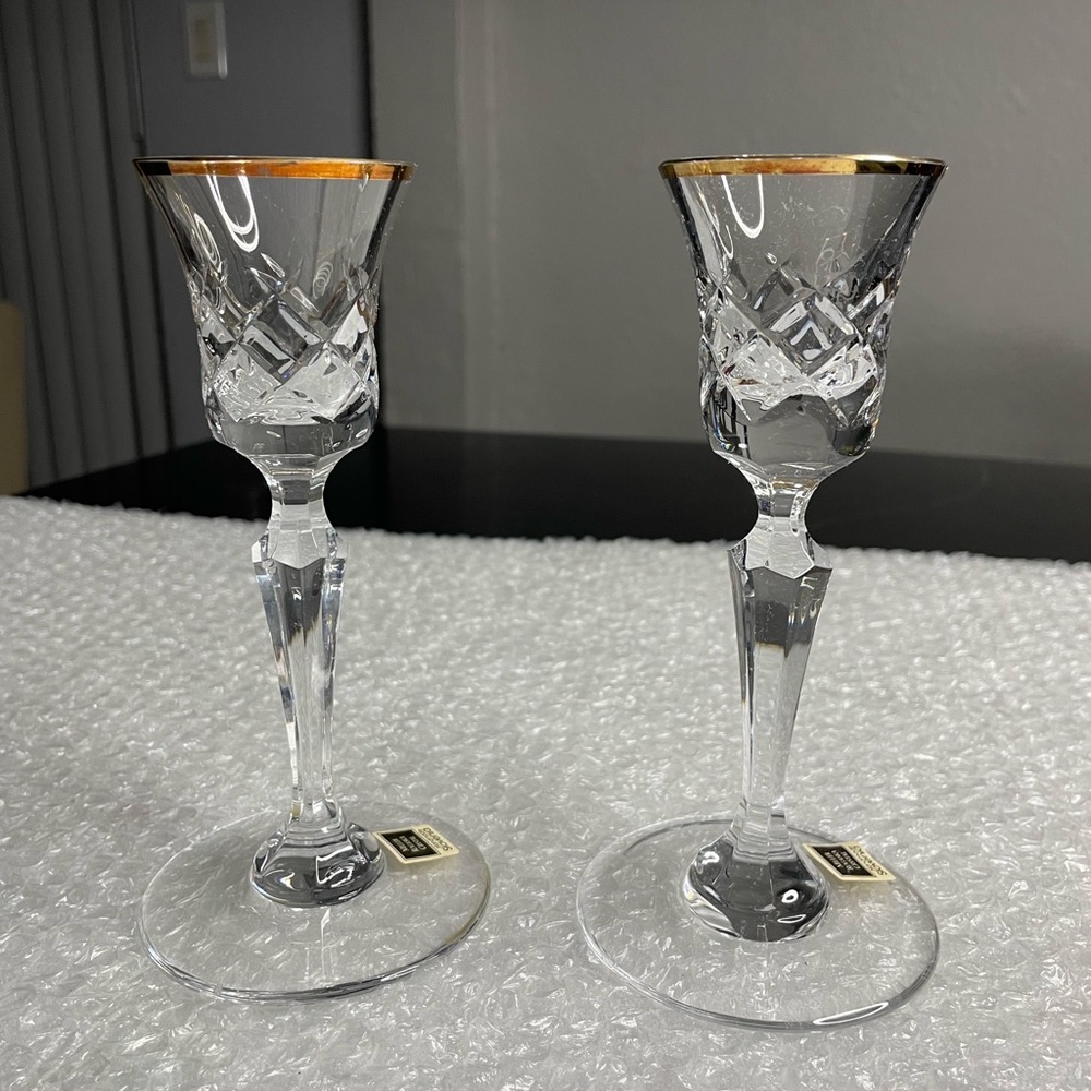 Miller Rogaska Century Gold Crystal Candlestick